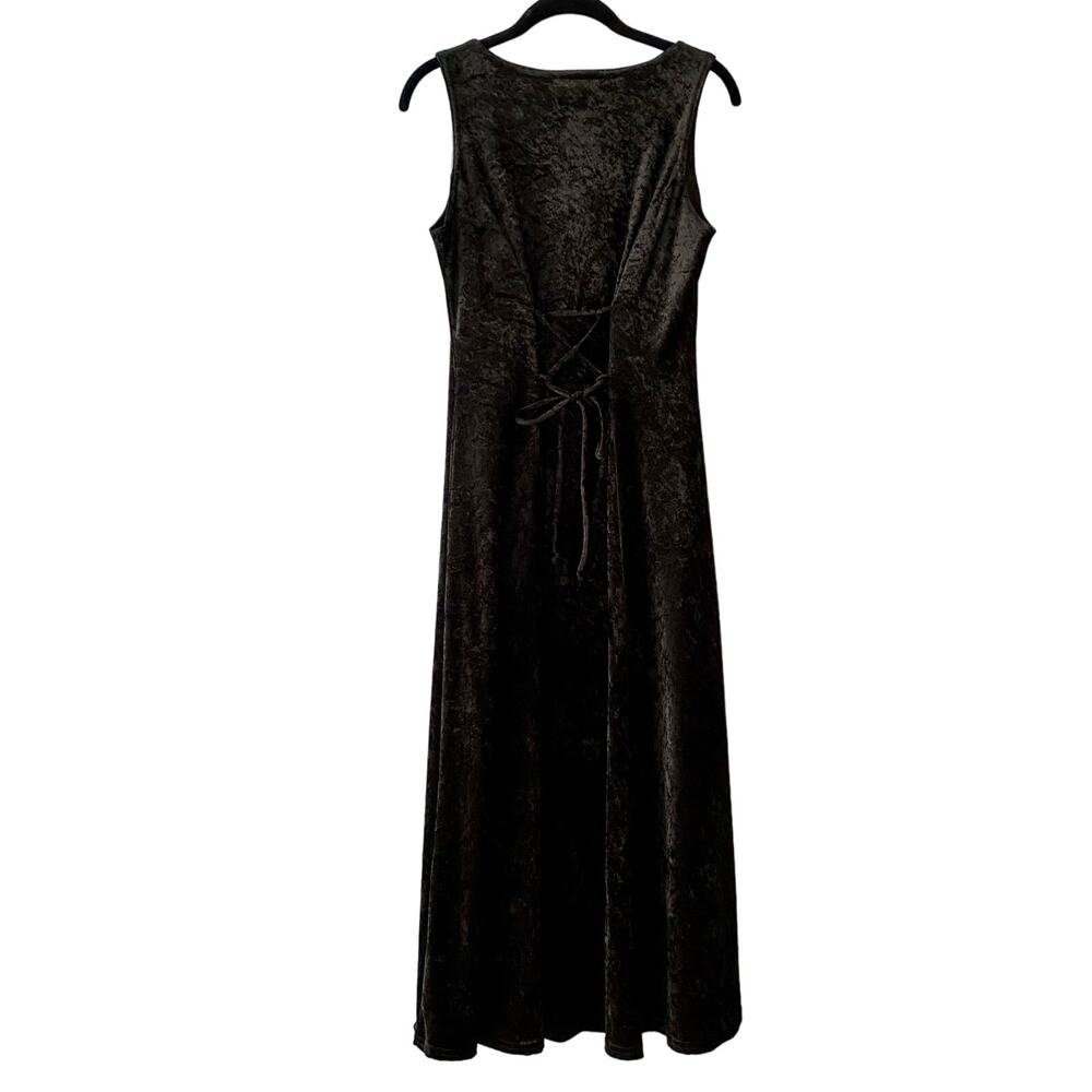 My Michelle Vintage Sleeveless Black Velvet Corset Back Maxi Dress Small 9/10